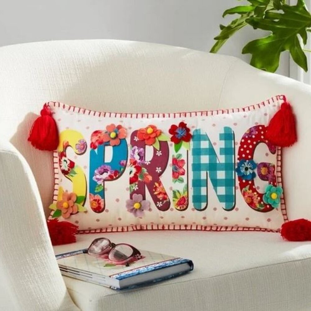 Pioneer Woman "Spring" Accent Decorative Throw Pillow